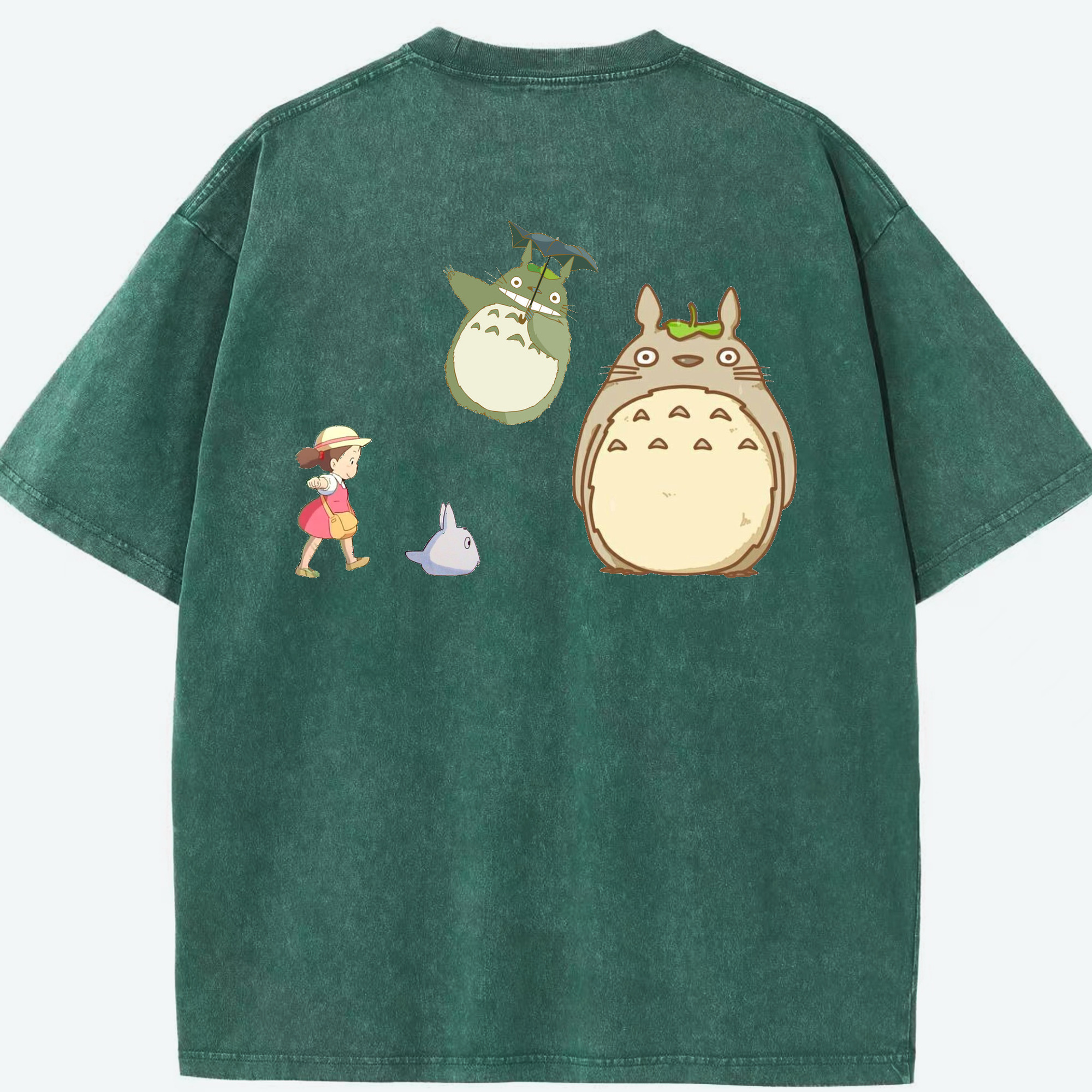 （画像用） となりのトトロ 草壁メイ 草壁サツキ My Neighbor Totoro Satsuki Kusakabe Mei Kusakabe 綿100% ヴィンテージ風 半袖Tシャツ（背面プリント）
